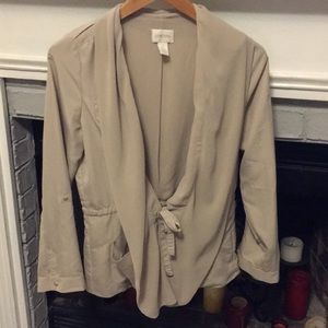 Chico’s Tan Jacket with Drawstring and Pockets